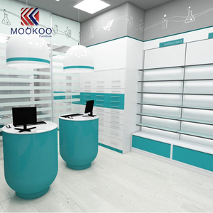 Fábrica de China, muebles de tienda Apotek, estante de pared de escalera de madera y Metal blanco y rosa brillante moderno con 5/6 estantes para <span class=keywords><strong>farmacia</strong></span> - Product Image 2