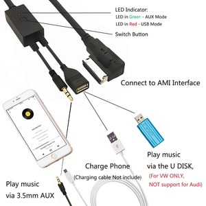 Câble audio AMI MMI MDI USB 3,5 mm AUX de charge pour Audi TT VW Jetta GTI GLI - Product Image 4