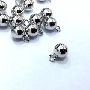 H708/4m+ring Silver Ball with Loop Jewelry Charm Rhodium Plated