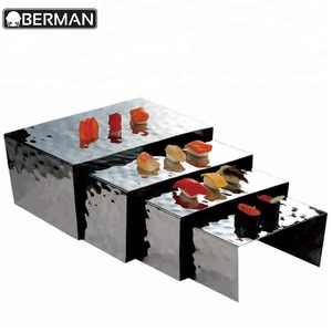 Cafetería equipo martillado punto <span class=keywords><strong>libre</strong></span> de pie pantalla rack pastel postre elevación moderno <span class=keywords><strong>buffet</strong></span> soporte de acero inoxidable - Product Image 6