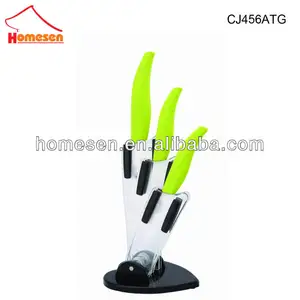 Hoesen Set Messer Keramik hitam, Set pisau potong buah dengan blok Pp khusus pisau buah dapur Stainless Matt