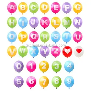 Lateks balonlar baskı promosyon oyuncak alfabesi mektubu