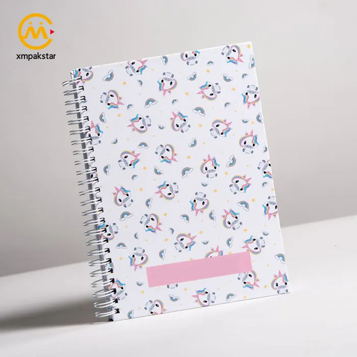 Conception personnalisée licorne papier dur couverture spirale laitier journal cahier de collège