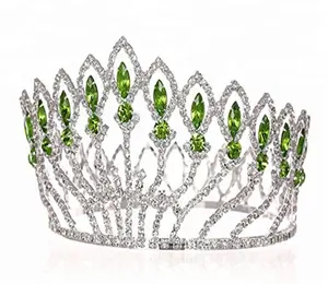 时尚锌合金首饰水晶女王皇冠新娘发圈和选美头发配件