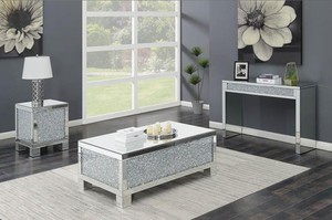 Modern <strong>Crushed</strong> <strong>Diamond</strong> Mirrored Side/End Table for Living Room Home <strong>Furniture</strong> - Product Image 5