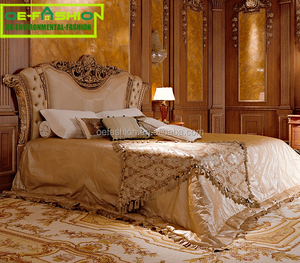 Pháp phong cách Châu Âu cổ đồ nội thất buôn gỗ mới nhất king size nút lớn chần sợi vòng upholsteded giường da - Product Image 1