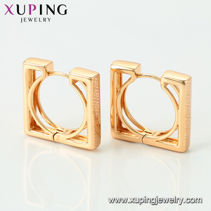 95357 sıcak satış çin tarzı fantezi kadınlar takı kare şekilli 18k altın renk hoop küpe - Product Image 5