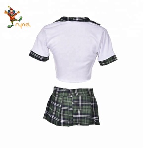 PGWC2397 venta al por mayor Sexy camiseta con rejilla de <span class=keywords><strong>la</strong></span> escuela chica <span class=keywords><strong>traviesa</strong></span> uniforme de estudiante traje Cosplay parte - Product Image 2