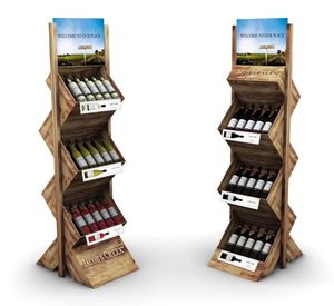 Hai mặt bằng gỗ rượu vang đỏ & whisky hiển thị giá sàn đứng nước giải khát rack-cửa Hàng hiển thị thương hiệu SDJY-014 - Product Image 3