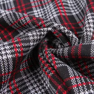Winter Textiel Breien Madras Check Pak Geweven Stof Polyester Spandex Jersey Stof Gebreide A4 Size Sample Garen 1000M