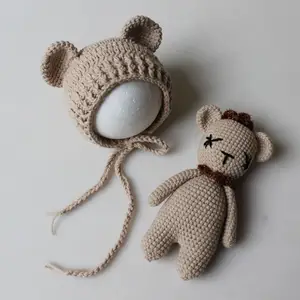 Boneka mainan beruang renda boneka rajutan mewah hewan lucu mainan boneka beruang Crochet mewah hewan hutan amigurumi