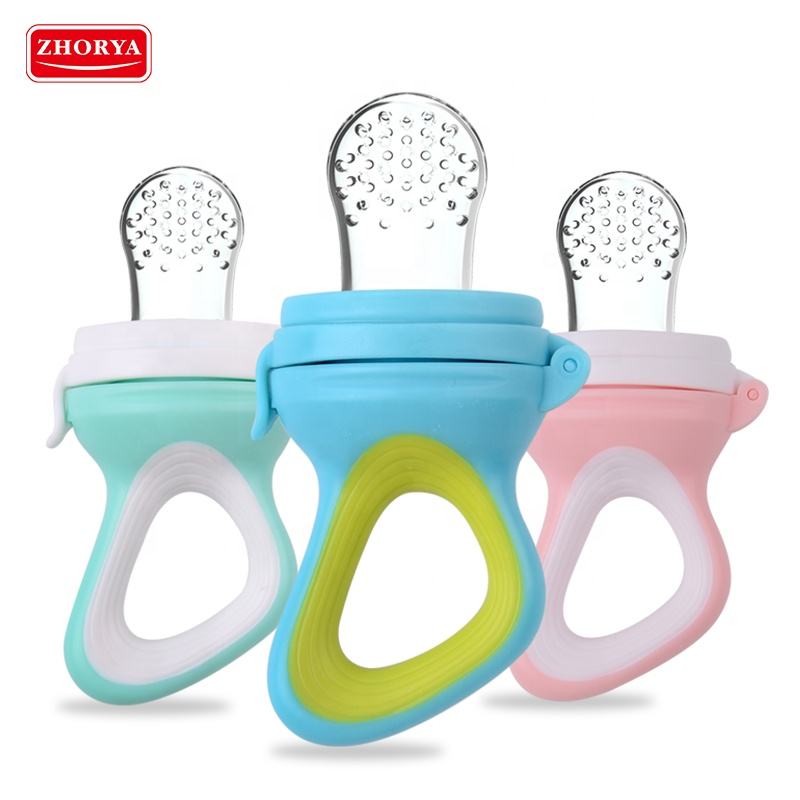 Mesh Bag 2mm Round Juice Hole with Sleek Handle Silicone Baby Teether Toy