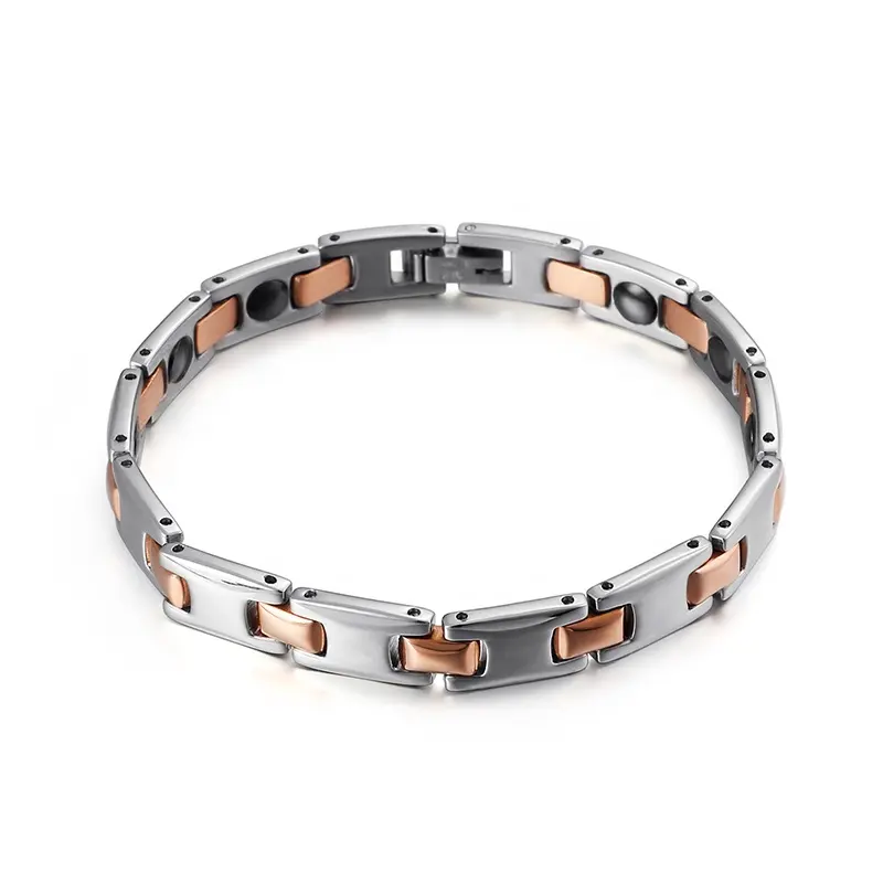 Excellent Quality New Fashion Rose Gold And Silver Womens Titanium Magnetic Bracelet