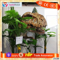 Tête de dinosaure T-Rex animatronique réaliste à suspendre - Trophée de dinosaure en silicone grandeur nature pour décoration thématique et musée