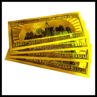 Billets de banque en or pur 24k en feuille d'or, billets de banque en dollars américains, billets à deux faces