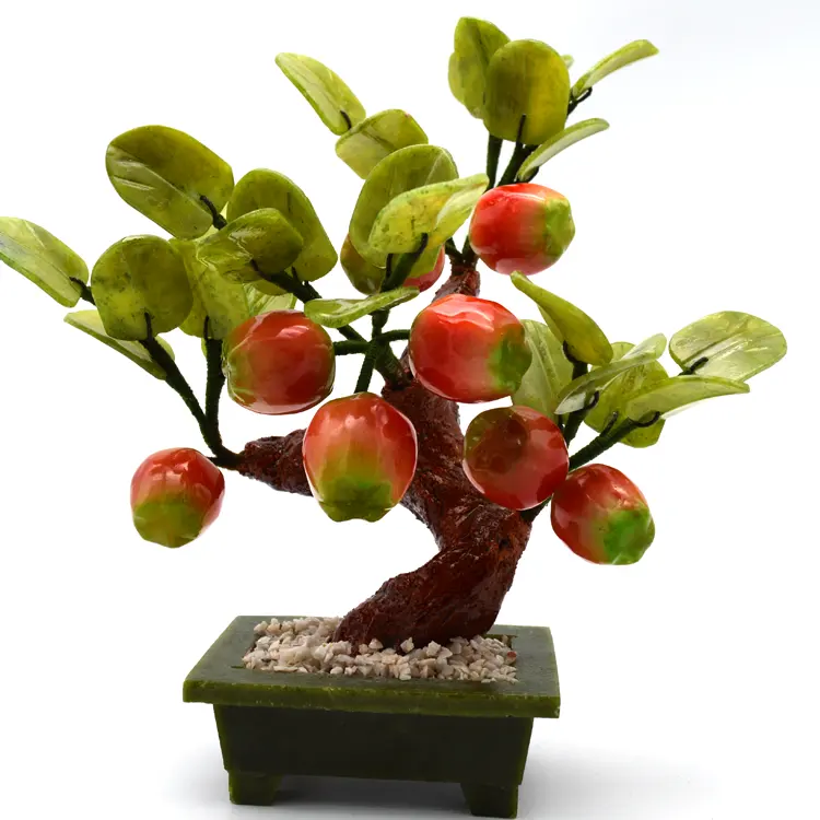 लोकप्रिय चीनी हाथ से बने क्रिस्टल पेड़ क्रिस्टल सेब के पेड़ जेड फूल पेड़