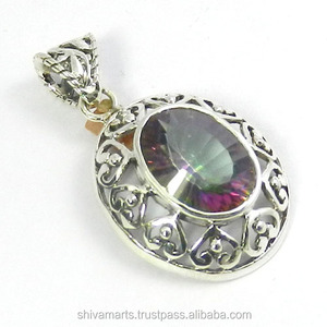 Colgante de piedras preciosas de cuarzo místico Natural de alta calidad Proveedor y exportador de joyas de plata de ley 925 - Product Image 2