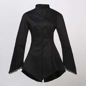 Новейший стиль 2021, модный дизайн, топы с длинным рукавом, черные кружевные блузки для женщин