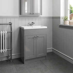 Mueble de Baño Tradicional Gris de 600 mm con Lavabo, Mueble de Almacenamiento - Product Image 3