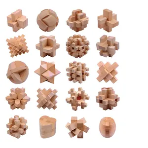 Bola Pendidikan Persegi Cina Blok Puzzle Mainan 3D Imterlocking IQ Asah Otak Kongming Luban Kunci