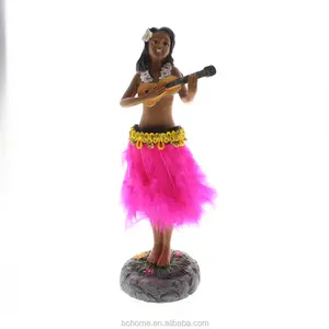 Artificial OEM customized BC HOME custom cutom resin hula girl dashboard Dashboard Bobble Head With resin handmade carved