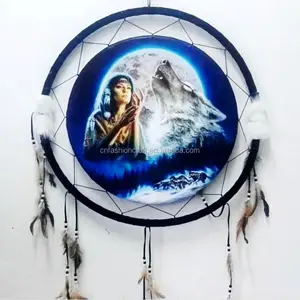 Commercio all'ingrosso indiano della piuma del pendente della parete di Natale appeso regali dream catcher decorazione della casa - Product Image 5