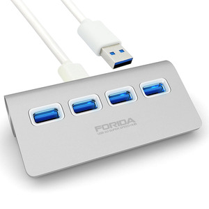 อลูมิเนียมอัลลอยด์ USB 3.0ฮับ<span class=keywords><strong>4</strong></span>พอร์ตพร้อมแผ่นกันลื่น - Product Image 1