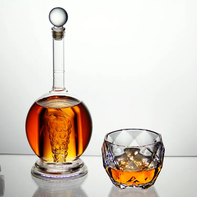 AIHPO – bouteille de Tequila en forme de raisin pour liqueur, ensemble de décanteur en verre de whisky de vin vide de 750ml fait à la main