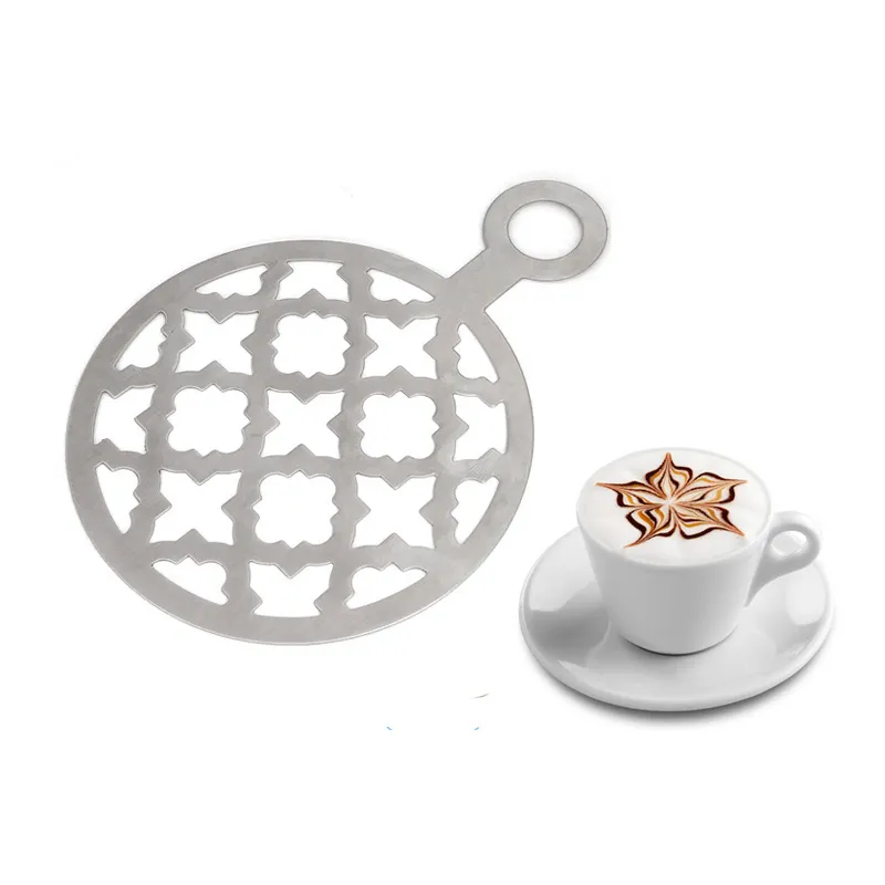 Pochoir Latte en acier inoxydable Outils de décoration de café Outils de cafetière Moule à café