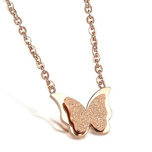 Venta al por mayor <span class=keywords><strong>Promo</strong></span> collar de mariposa Marlary Acero inoxidable chapado en oro rosa impermeable collar de mariposa - Product Image 1