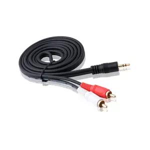 3.5mm erkek AUX tak 2RCA erkek tak Y ses Stereo kablo adaptörü