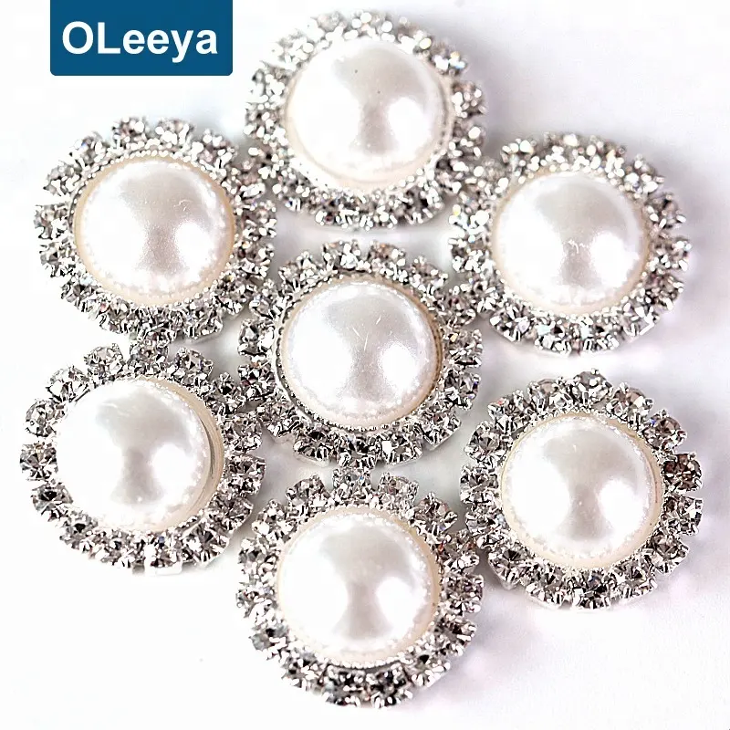 Oleeya usine en gros 15mm en plastique couleurs demi perles rondes bouton strass pour robes et chaussures