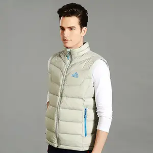 Fashionable Breathable Warm Lightweight Puffer Vest Mens White Down Vest Casual Man Jacket Winter Knitted Woolen Custom OEM ODM