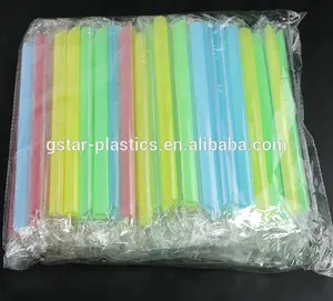 12mm 11mm breite Neon Jumbo Plastiks troh halme PP Straight Pointy PP Trinkhalme für Pearl Milk Tea mit scharfem Ende