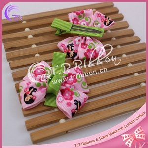 Beautiful colorful girls boutique with ribbon bow hairpin clip - Product Image 2