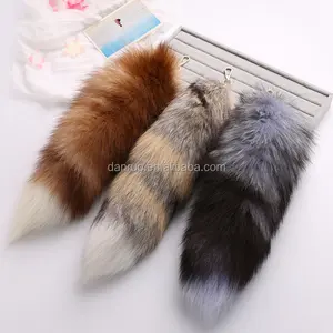 Clásico fullfy foxtail para bolso elegante de gran cola de zorro llavero de piel