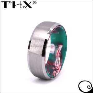 Anillo de resina de tungsteno y epoxi para aniversario, conjunto de resina azul y verde, anillo fino transparente, joyería de regalo - Product Image 2