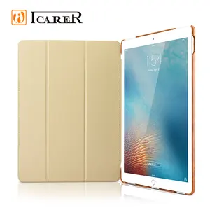ICARER ที่มีคุณภาพสูงน้ำมันขี้ผึ้งวินเทจหนังแท้ Folio สำหรับ iPad Pro 12.9นิ้ว9.7นิ้ว