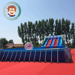 Bán Hot PVC <span class=keywords><strong>Inflatable</strong></span> Công Viên Nước Thiết Bị Trò Chơi Hình Chữ Nhật Khung Kim Loại Hồ Bơi Ngoài Trời - Product Image 2