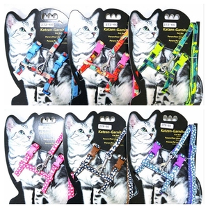 Grosir cukup aman pelepas cepat tali kucing Breakaway dengan Harness disesuaikan tali kerah kucing anjing poliester pola bunga - Product Image 6