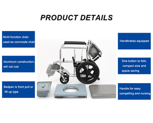 Kursi Toilet Portabel dengan <span class=keywords><strong>Bedpan</strong></span>, Kursi Roda Model Commode Aluminium - Product Image 3