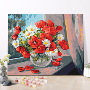 CHENISTORY DZ1292 <span class=keywords><strong>pintura</strong></span> por números impresionistas aceite hermosa amapola sobre lienzo con marco para venta al por mayor - Product Image 1