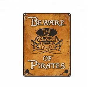 Decorazione personalizzata-B Beware Of Pirati all'ingrosso di stampa retro segni di latta