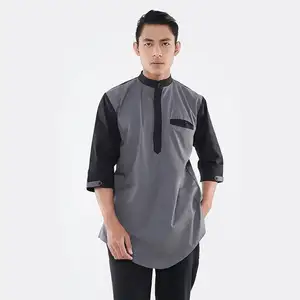 Di Modo delle signore Della Camicia Del Batwing Stampato Floreale del Pannello Esterno Dei Bambini Baju Kurung Mens Kurta Disegni Con di Alta Qualità Mens Kurta Disegni