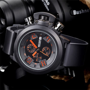 Montre <span class=keywords><strong>MEGIR</strong></span> <span class=keywords><strong>2002</strong></span> G Sport 6 aiguilles, grand boîtier pour homme, montre <span class=keywords><strong>Megir</strong></span> pas chère en silicone noir et blanc, montre de sport pour la course à pied - Product Image 4