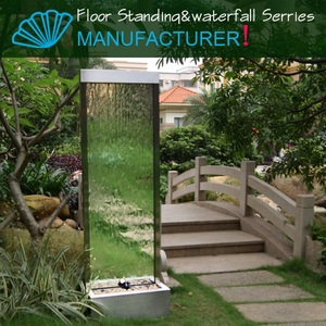 Free Standing <strong>Indoor</strong> Outdoor Glass <strong>Waterfall</strong> Fountains with Warm White LED <strong>Light</strong> - Product Image 2