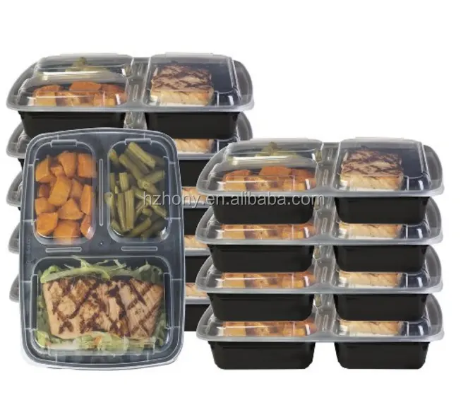 3 ngăn Bento hộp lấy đi container nhựa thực phẩm hộp kín thực phẩm lưu trữ tái sử dụng thực phẩm container