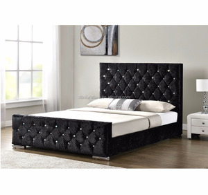 Lit en tissu velours bleu, mobilier de chambre à coucher classique <span class=keywords><strong>italien</strong></span> 2026 - Product Image 1