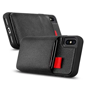 Étui en cuir pour iPhone X, étui de téléphone portable, portefeuille en cuir, fente pour cartes de crédit, coque arrière pour iPhone Apple