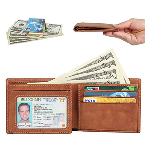 <span class=keywords><strong>Portafoglio</strong></span> da <span class=keywords><strong>uomo</strong></span> Vintage con blocco RFID in <span class=keywords><strong>pelle</strong></span> di vacchetta sottile Bifold <span class=keywords><strong>portafoglio</strong></span> laterale per <span class=keywords><strong>uomo</strong></span> - Product Image 1
